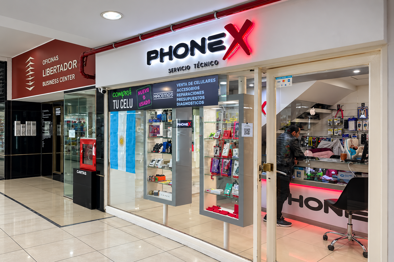 Frente del local PHONEX en Galería Libertador